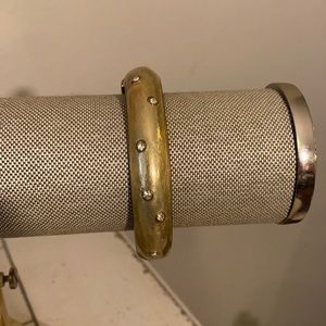 Gold metal cuff bracelet small crystal stones​